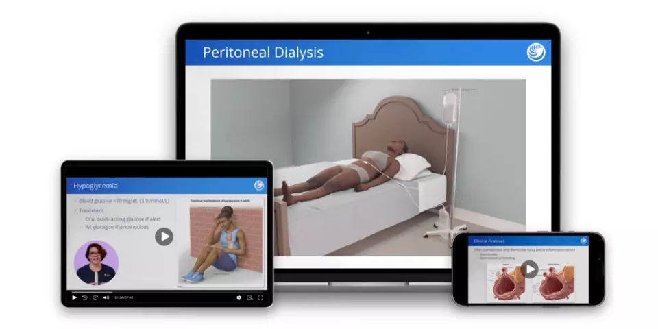 Monitor, iPad, and phone with images from UWorld’s High-Yield Lecture videos